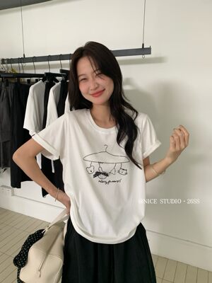 Nice studio奶思家韩系2026年夏卡通印花短袖T恤女上衣潮