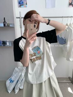 T恤女潮 上新韩系常规撞色卡通印花减龄短袖 Nice studio奶思家夏季