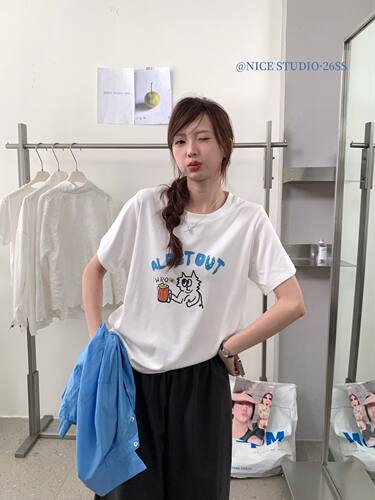 Nice stidio奶思家2026夏季新款韩版休闲百搭圆领短袖T恤女潮