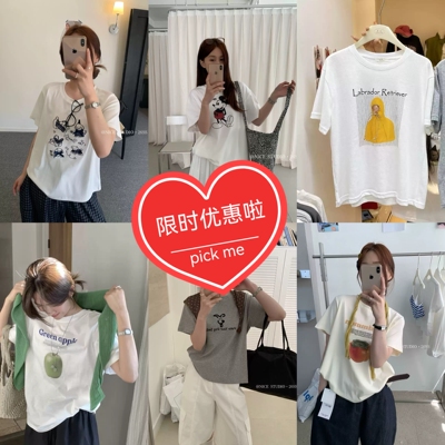 清货 孤品全新 短袖T恤女显瘦上衣服ins潮