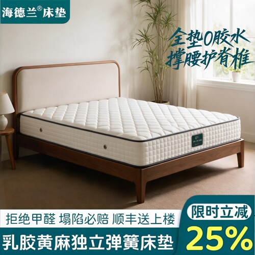 海德兰乳胶黄麻独立袋装弹簧床垫零胶水椰棕榈家用席梦思软硬双面 - 封面