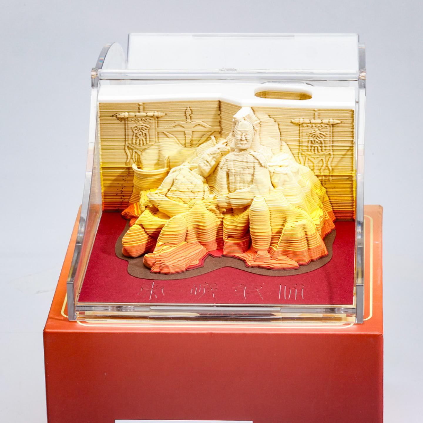 兵马俑3d立体纸雕便签文创纪念品纸雕模型3d便签纸雕艺术品