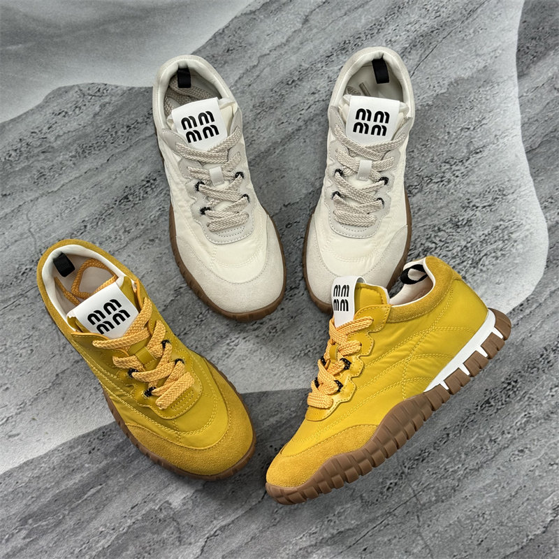 M*u缪2025新款春夏系带复古时尚跑步鞋女阿甘鞋厚底休闲运动鞋女