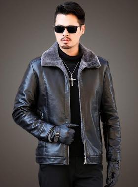 真皮皮衣男士夹克海宁潮皮草冬季加绒加厚绵羊皮大码皮毛一体外套