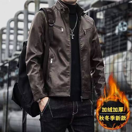 外套痞帅春秋季潮牌皮夹克机车皮衣男款2026男士立领新款