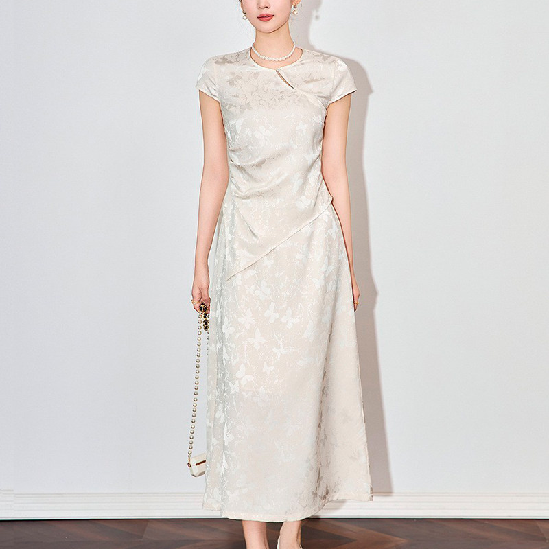 夏季高级感短袖旗袍上衣新中式国风气质提花半身裙长裙两件套装裙