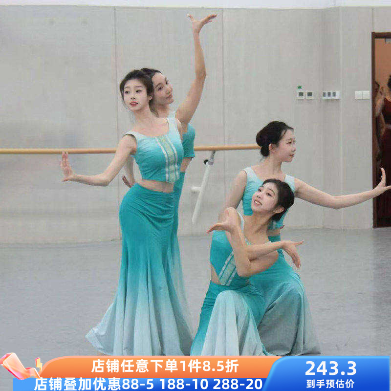 舞研依库云南傣族舞蹈服装套装大摆裙表演演出服民族民间舞课堂班