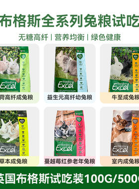 现货英国进口Burgess Exce高纤维幼兔/老年红参 试吃100g 500g