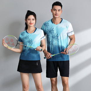 快干羽毛球服套装短袖训练印字情侣运动比赛T恤运动套装透气男女