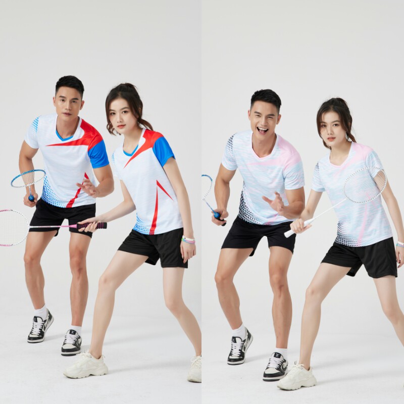 快干羽毛球服套装短袖V领男女速干上衣短裤裙乒乓球衣比赛运动服