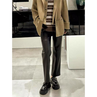 品质 复古高级感休闲裤 25秋冬新款 AS达哥 长裤 货 加绒皮裤 女 元