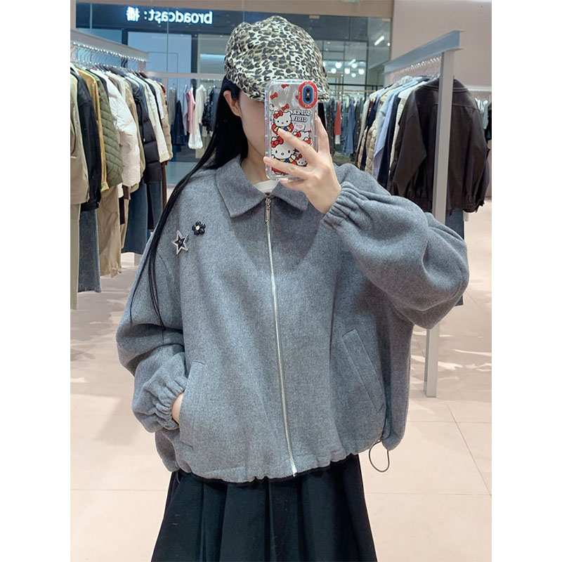 AS达哥~刘浩存同款毛呢外套2025冬新款双面呢绵羊毛大衣女-现货