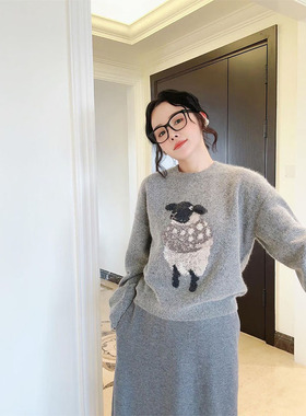 AS达哥~雷哥制作品质稳定~25年冬新款绵羊毛混纺针织嵌花套衫毛衣