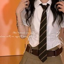 配饰咖啡色手打领带 棕色复古条纹领带女日系jk学院风懒人免打衬衫
