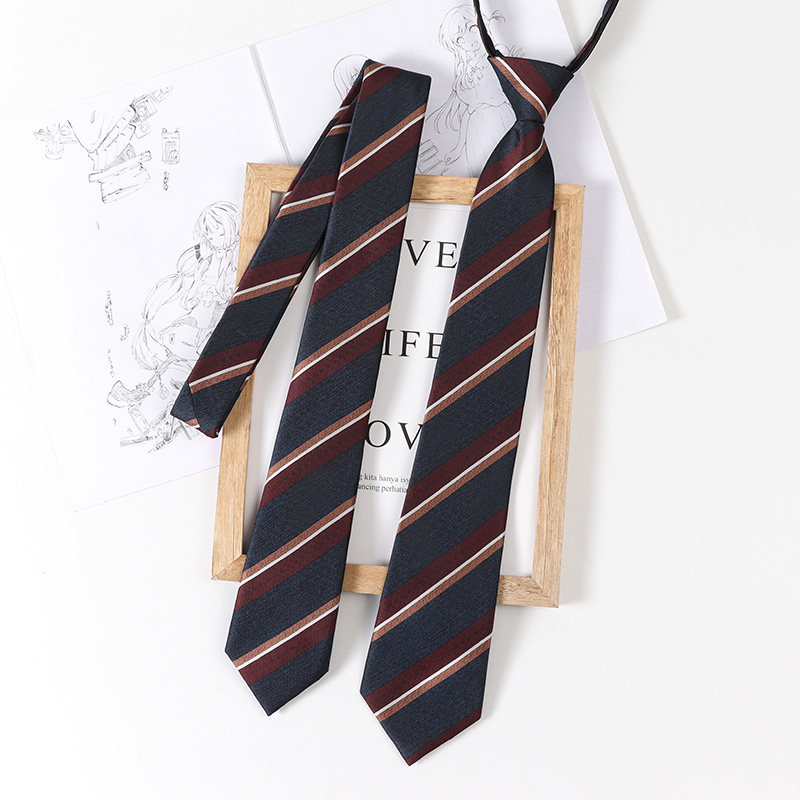 日系学院风懒人免打拉链领带女