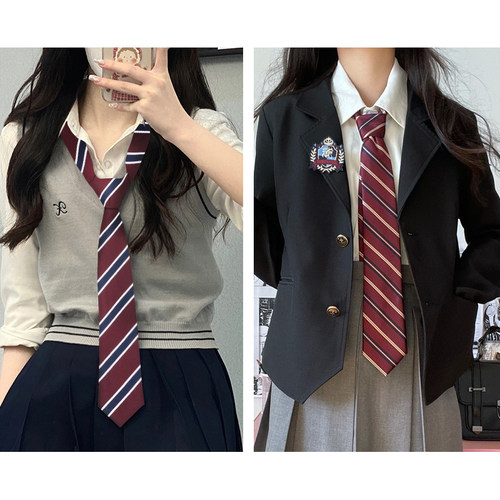 红色条纹领带复古风领带