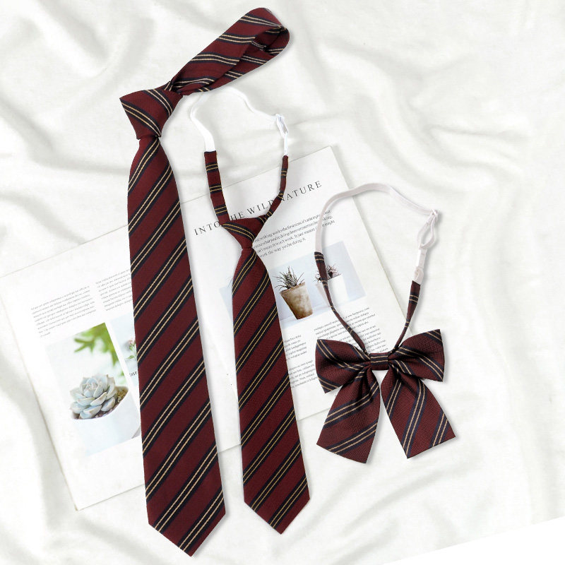 赤金jk条纹领带h牌男女学生懒人免打日系学院风短款衬衫装饰手打