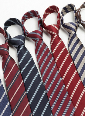 JK/DK制服条纹领带日系校供感基础款百搭配饰红色免打棕色学院风