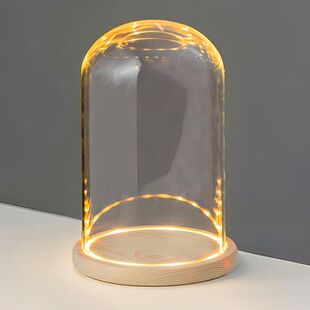 泡泡玛特盲盒手办透明玻璃罩收纳盒diy造景发光展示盒娃娃防尘盒