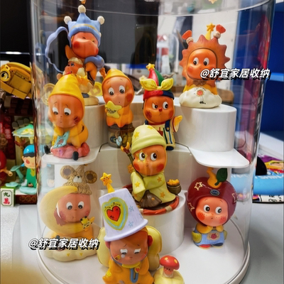 泡泡玛特123星星人手办盲盒收纳盒diy造景防尘公仔玩偶展示盒娃屋