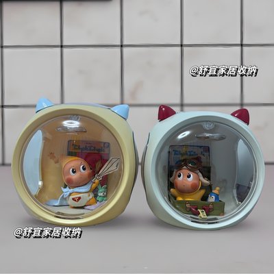 泡泡玛特123星星人盲盒手办收纳盒单人diy造景展示盒公仔防尘盒子