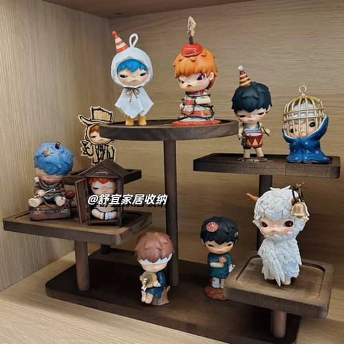 泡泡玛特小野小王子鸟人手办盲盒桌面摆件造景收纳盒哪吒展示架子