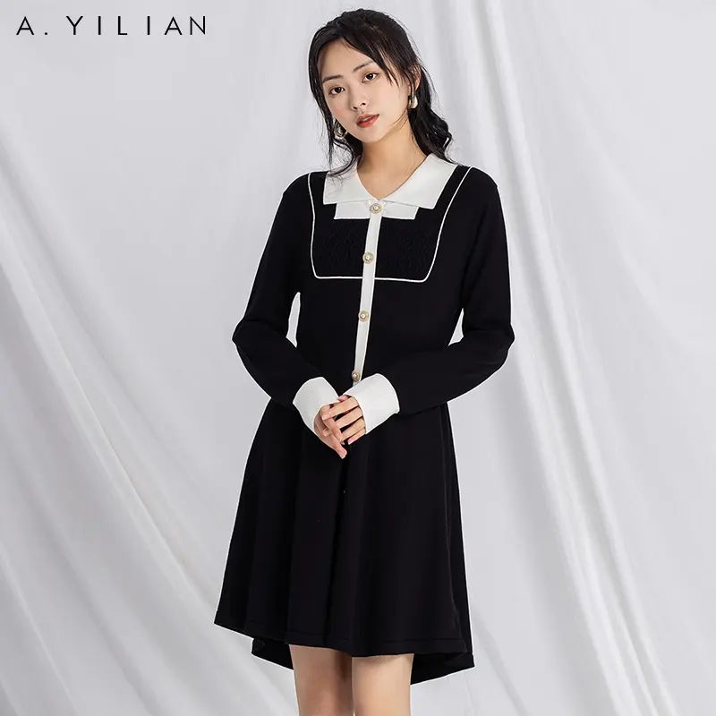 清仓！秋冬装阿依莲a.yilian 时尚毛织连衣裙