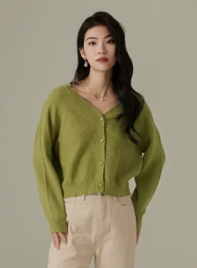 清仓！阿依莲a.yilian V领毛织外套