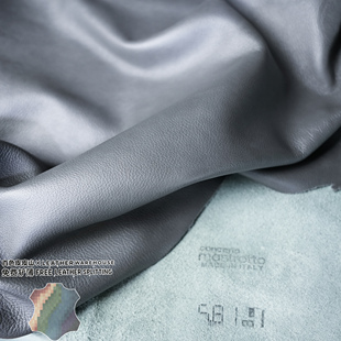 意大利Mastrotto1.7mm积雨云灰荔枝摔纹软头层沙发皮衣整张牛皮料