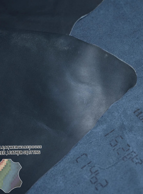 美国Horween霍尔文海蓝色油蜡牛皮料1.4MM手工高定diy重脂皮料