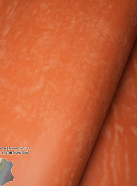 橙色2.3mm国产新版本Pueblo植鞣磨砂复古多脂手工高定牛皮皮料