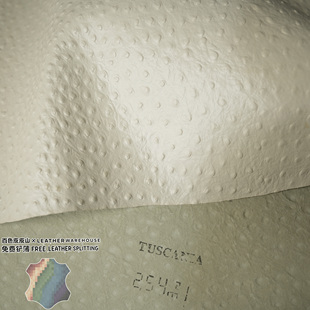 意大利托斯卡纳奶昔白鸵鸟纹1.3MM手工diy包包手账头层牛皮真皮料