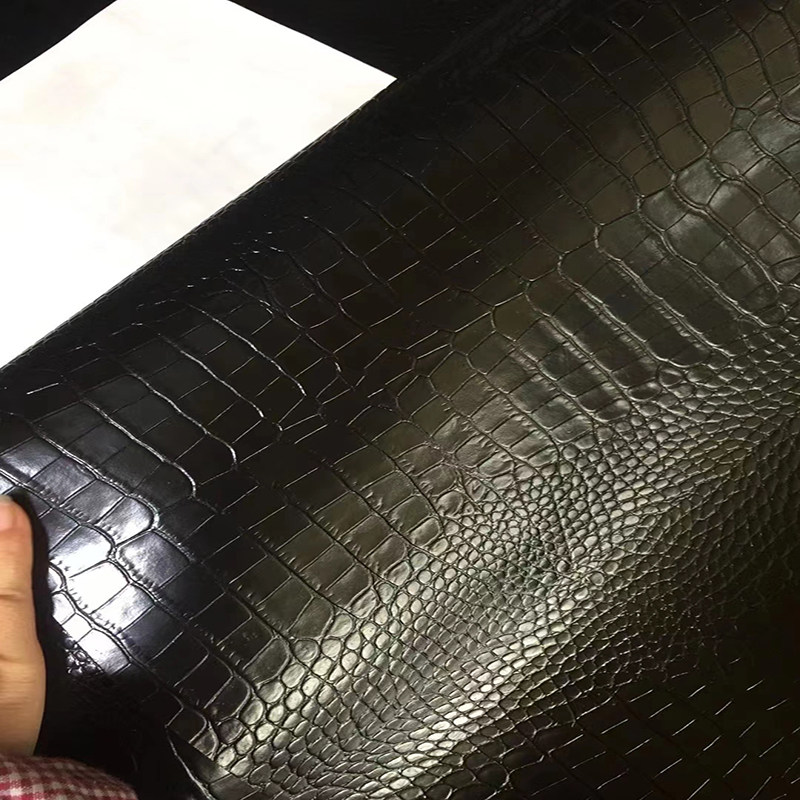 日本兵库原厂黑色鳄鱼纹1.2mm手工diy手账本头层牛皮真皮皮料面料