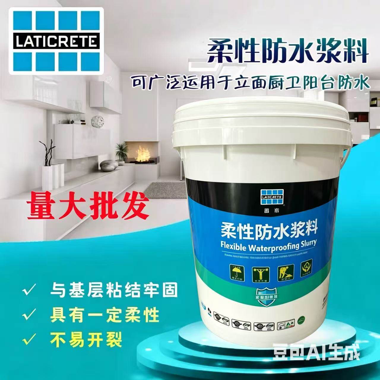 雷帝柔性防水浆料厨房卫生间涂料