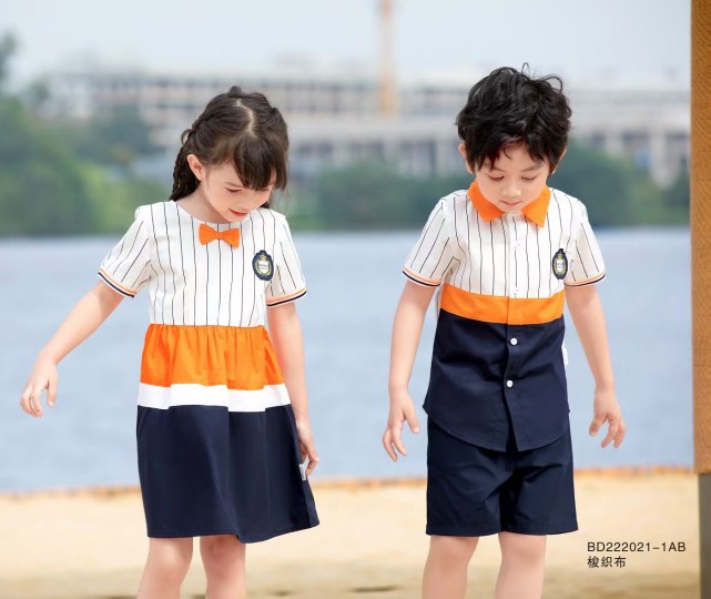 幼儿园园服小学生班服学院风拼接两件套连衣裙短袖短裤短裙表演服