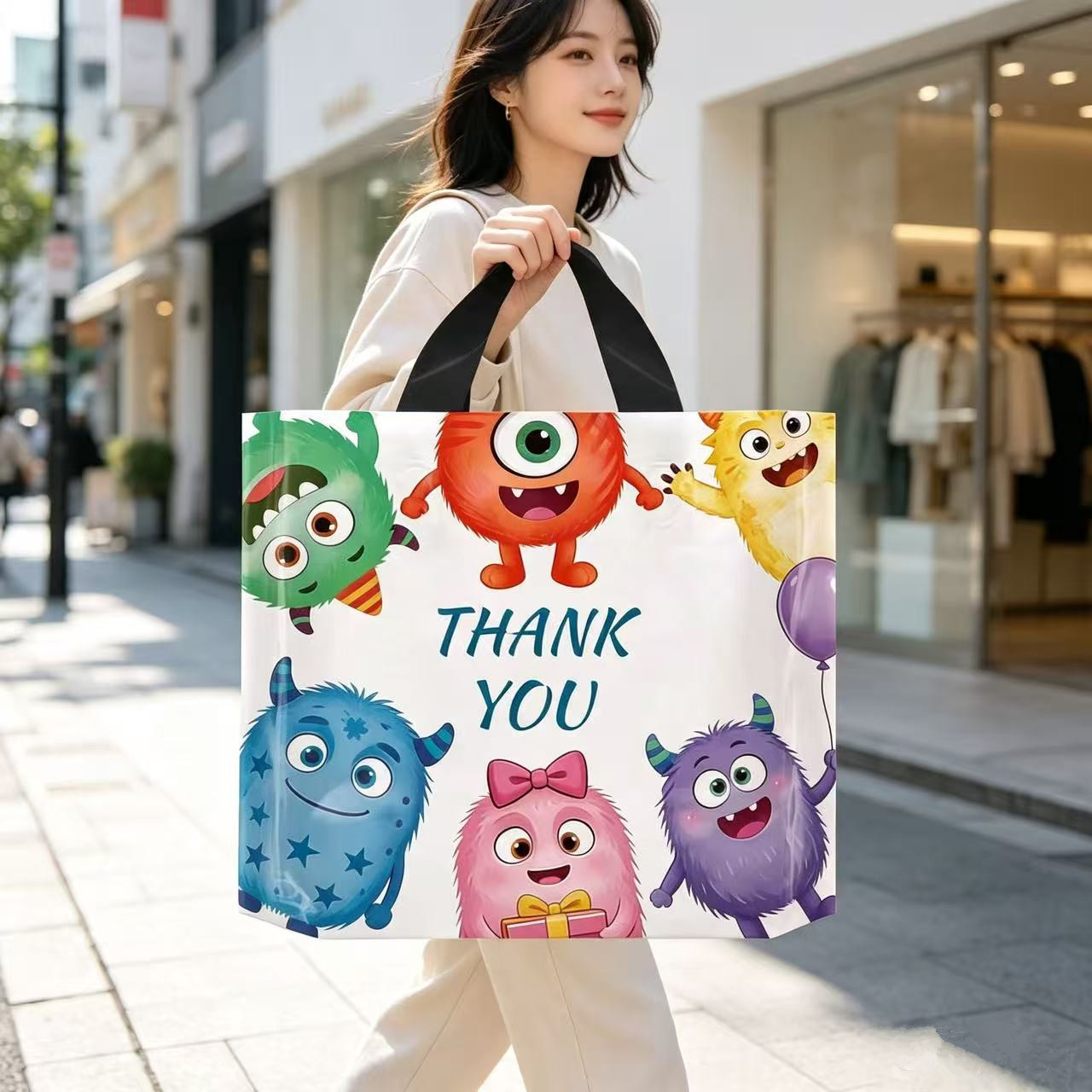 时尚厚塑料手提袋服装店化妆品店童装店通用日常收纳方便袋子包邮