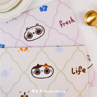 野蛮集原创可爱猫咪创意防水防油隔热垫餐垫厨房装饰