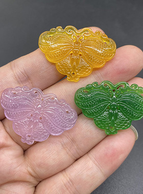 蝴蝶玉佩马来玉吊坠玉佩项链压襟