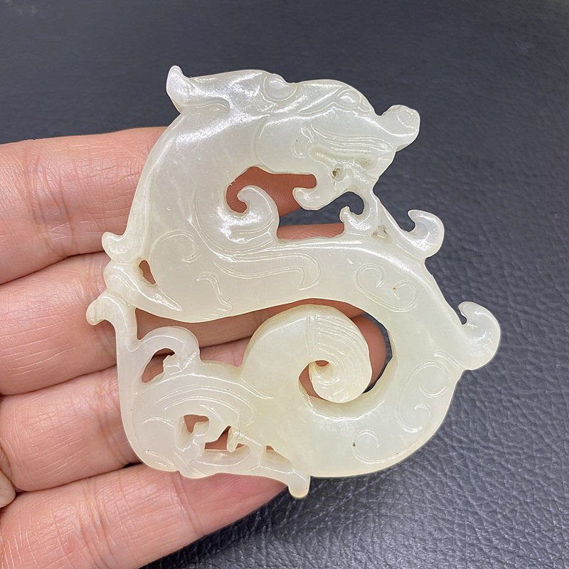 古玩玉器岫玉镂空仿古龙凤吊坠挂件玉石玉佩古风腰佩禁步项链玉坠