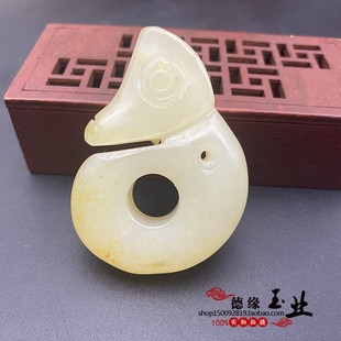 红山文化岫玉老玉玉猪龙吊坠挂件小把件小摆件古风配饰仿古玉璧