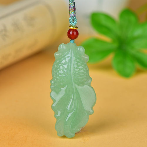 东陵玉金鱼吊坠挂件颈饰项链玉坠