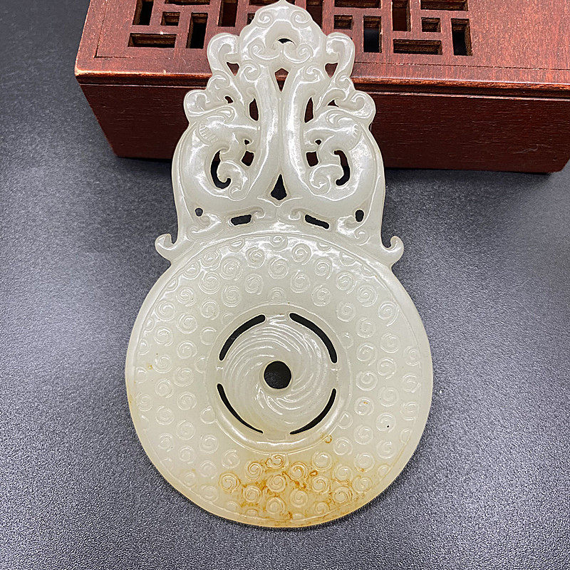 仿古玉镂空游龙戏凤项坠吊坠琉璃玉佩腰佩挂件仿古做旧颈饰玉挂坠