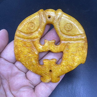 明清仿古做旧岫玉高古玉古玩玉器吊坠玉佩玉坠双鱼挂件与要陪流苏