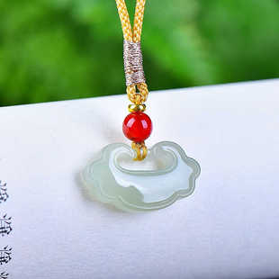 天然和田玉祥云锁如意锁玉吊坠玉石项链新中式玉如意玉佩锁骨坠