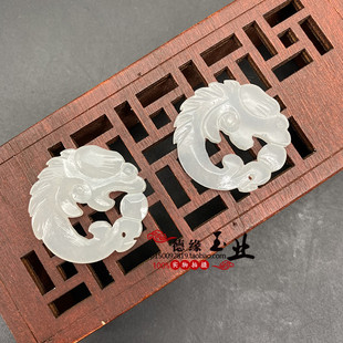 和田玉镂空仿古龙吊坠挂件青白玉对配对玉耳坠手链玉石玉佩配饰件