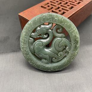 和田玉黑青玉镂空仿古龙吊坠玉石玉佩项链挂坠古装汉服腰佩禁步