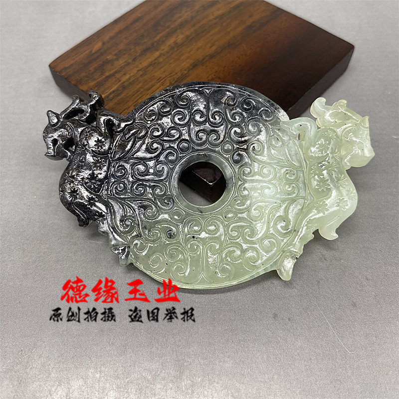 岫玉水墨飘花梅花鹿平安吊坠挂件古风汉服玉佩腰佩摄影道具配饰坠