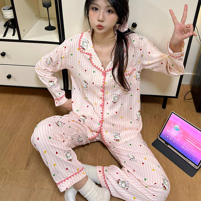 睡衣女款春秋季云朵棉长袖长裤网红风卡通可爱少女开衫家居服套装,女士内衣/男士内衣/家居服,睡衣/家居服套装,淘宝优惠券,粉丝福利购,淘宝优惠卷