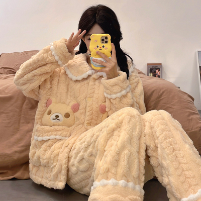 睡衣女秋冬季珊瑚绒加厚卡通可爱