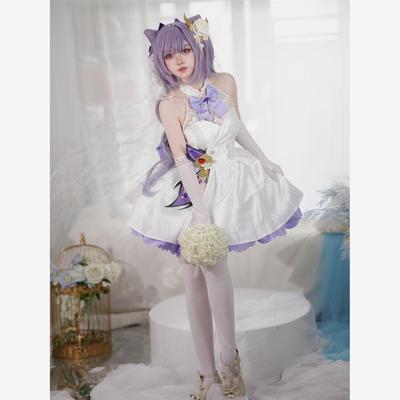 三分喵屋原神甘雨刻晴cos花嫁二次元动漫服装女可爱套装连衣裙c服